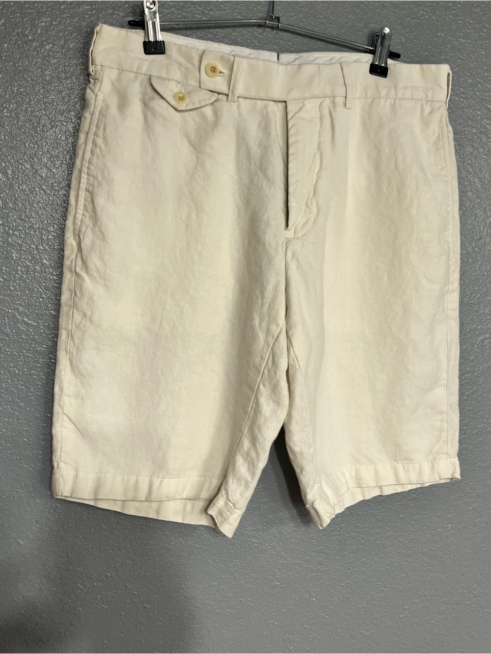 Vintage Polo by Ralph Lauren Cream Flat-Front Linen Shorts sz 31